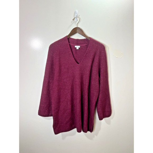 J. Jill Pure Jill Womens V-Neck Sweater Sz L Purple Vibrant Minimalism Soft Cozy - Picture 1 of 8